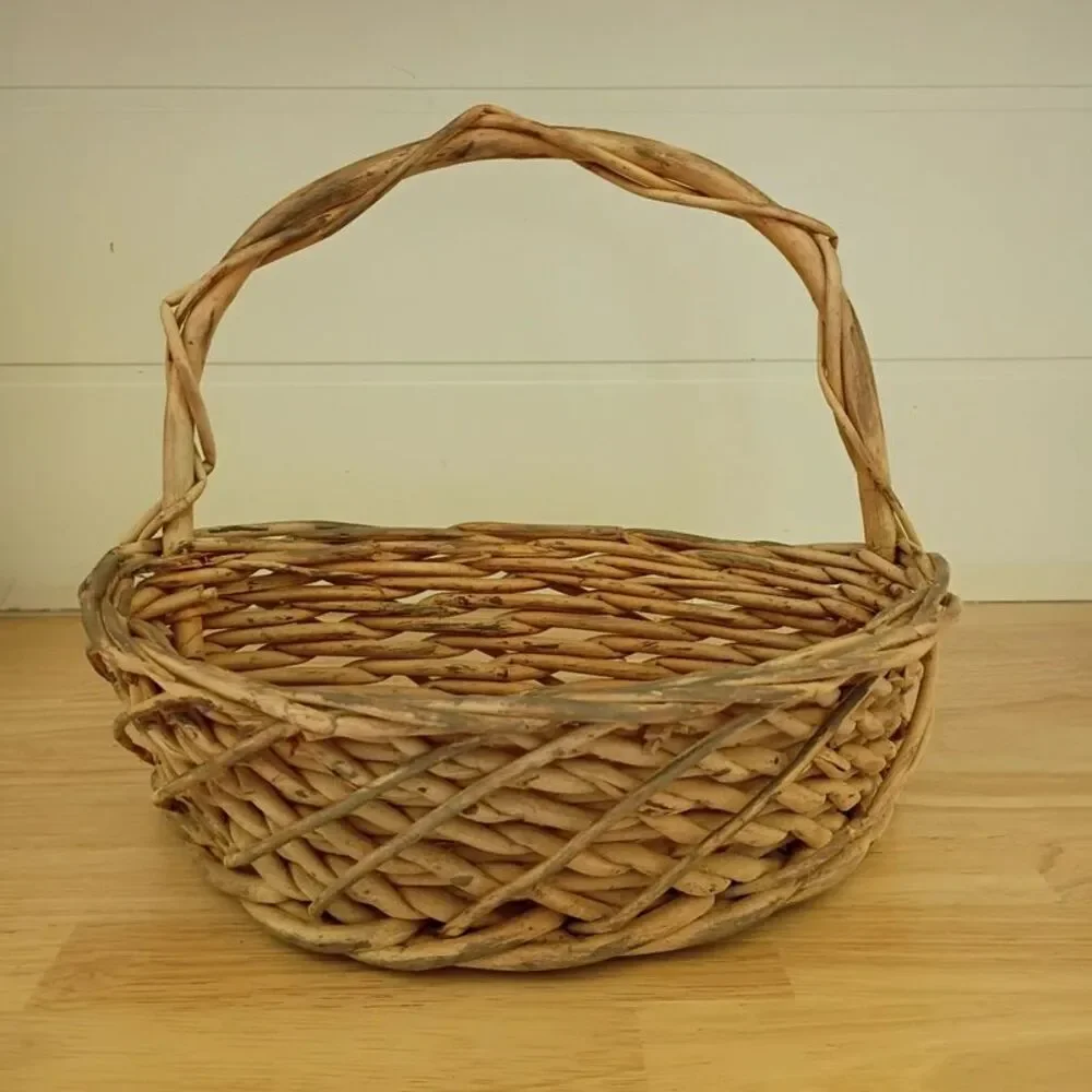 Wicker Basket with Handle Heavy Duty Country Farmhouse Decor